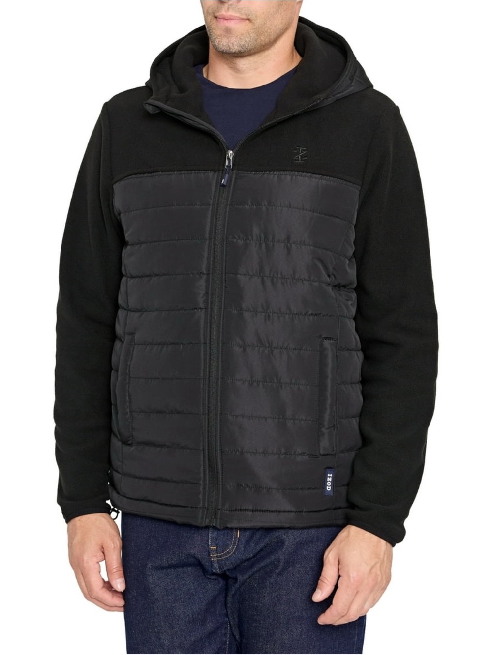 IZOD Men's Black Fleece Hooded Jacket